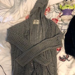 Grey hooded cardigan